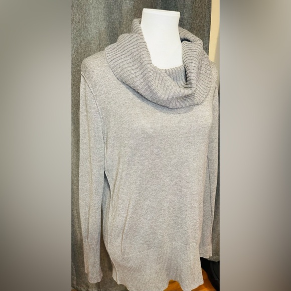 LOFT Soft Heather Gray Cowl Neck Sweater - Picture 3 of 11